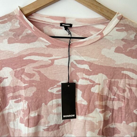NWT Monrow Camo Babydoll Tee in Pink S - Picture 3 of 6